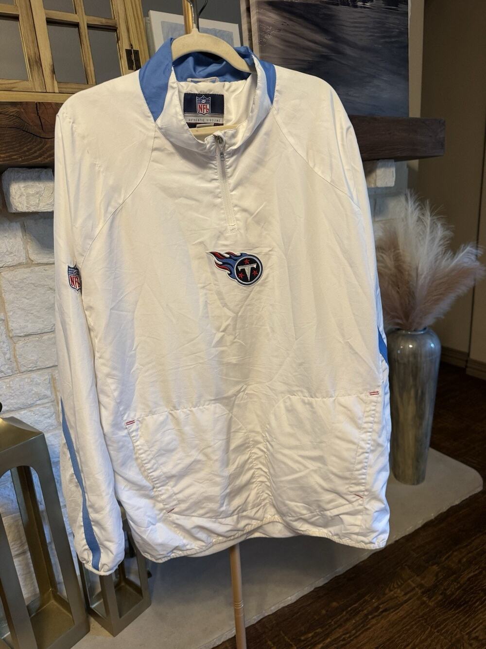 Reebok NFL Tennessee Titans Pullover Jacket Windbreaker 2XL White Blue